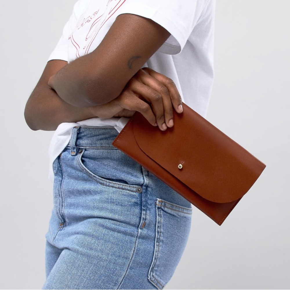 ASOS Designs Leather Stud Foldover Wallet